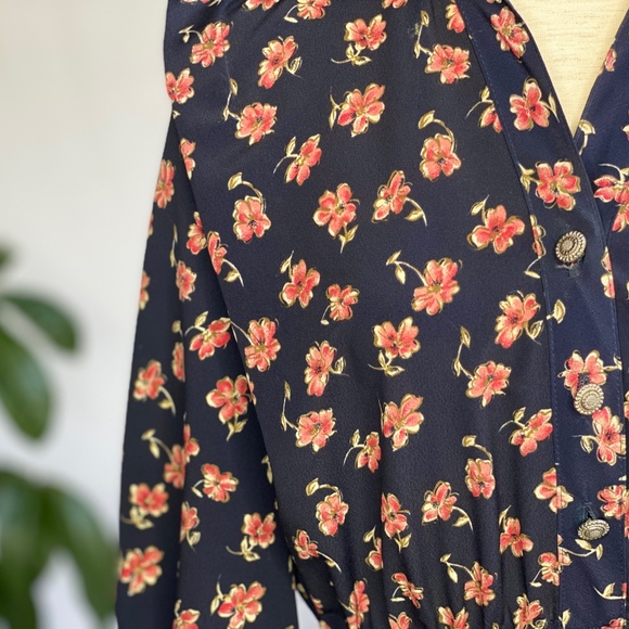 Vintage 3/4 Sleeve Midi Dress w/ Elastic Waist - Picture 2 of 10